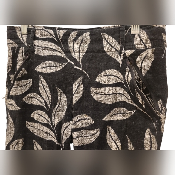 Anthropologie Cartonnier Charlie Trouser Women's Pants Size 2 Blk and White Leaf - Picture 8 of 8